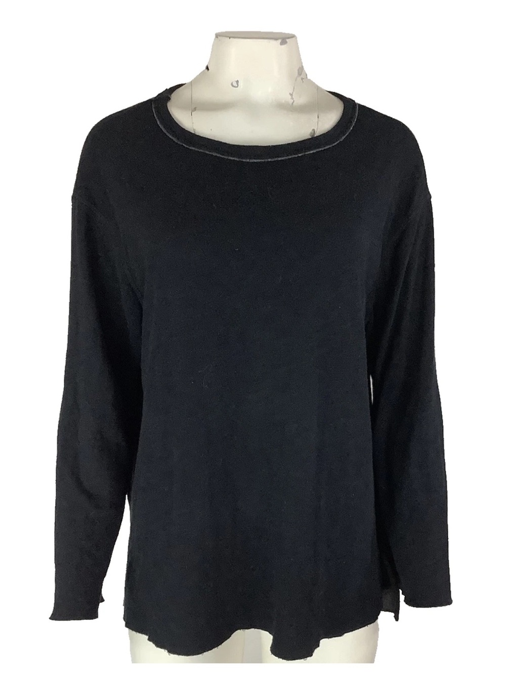 North Star Base Sz L Drop Long Sleeve Basic Casual Black Tee Autumn Winter
